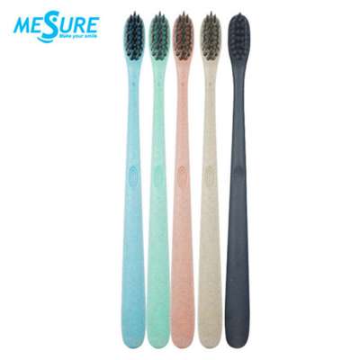 Biodegradable charcoal bristle eco friendly wheat straw handle tooth brush