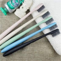 Custom charcoal biodegradable plastic small head wheat straw solid toothbrush