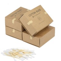 Double head design soft care high quality custom logo short handle bamboo cotton buds