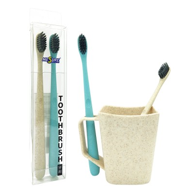 Suppress bad breath biodegradable soft bamboo charcoal bristle wheat straw toothbrush