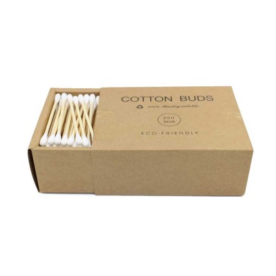 Smooth handle eco friendly quality cotton custom logo reusable bamboo cotton buds