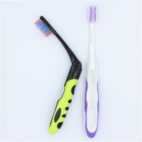 Custom logo portable soft plastic folding toothbrush for travel charcoal