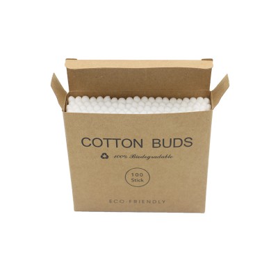 Custom private label organic eco friendly cotton bamboo stick ear cotton buds