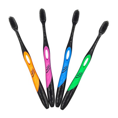 Wholesale portable manual adult charcoal bristle head plastic toothbrush for dental