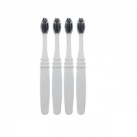 Custom charcoal bristles white soft biodegradable cornstarch toothbrush