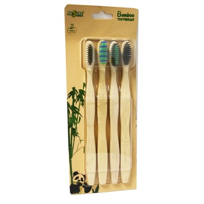 Eco-friendly nylon bristle 100% Natural Bamboo OEM 4 pack bamboo toothbrush