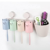 Eco Friendly Wheat Straw Toothbrush Tool Bathroom Accessories Kit Set Include 4 Teeth Washing Cups And Toothpaste Storage Holder