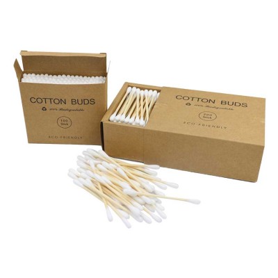 Natural absorbent smooth handle durable eco friendly reusable bamboo cotton buds