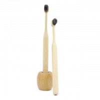 Eco-friendly extra soft charcoal bristles ce self stand bamboo toothbrush